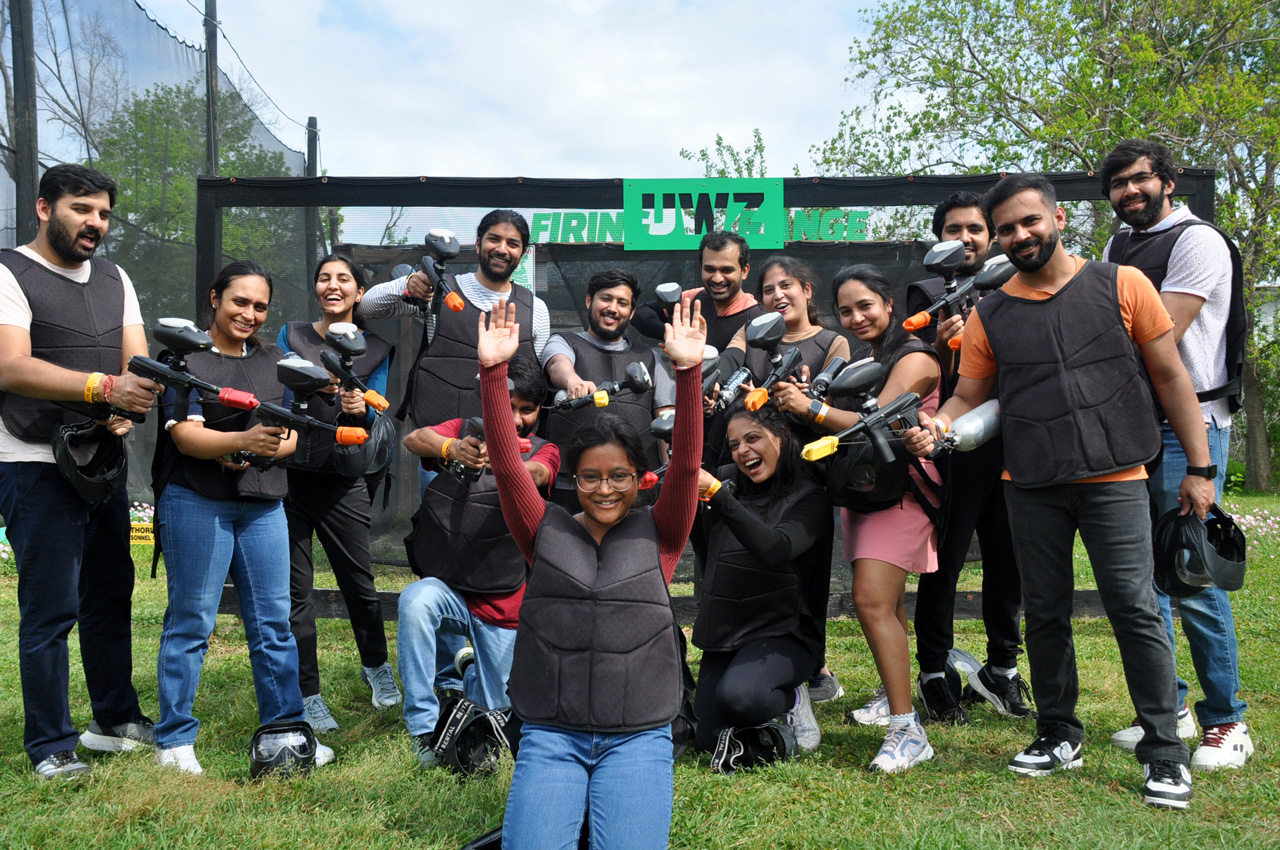 Group playing a private paintball session at Urban War Zone